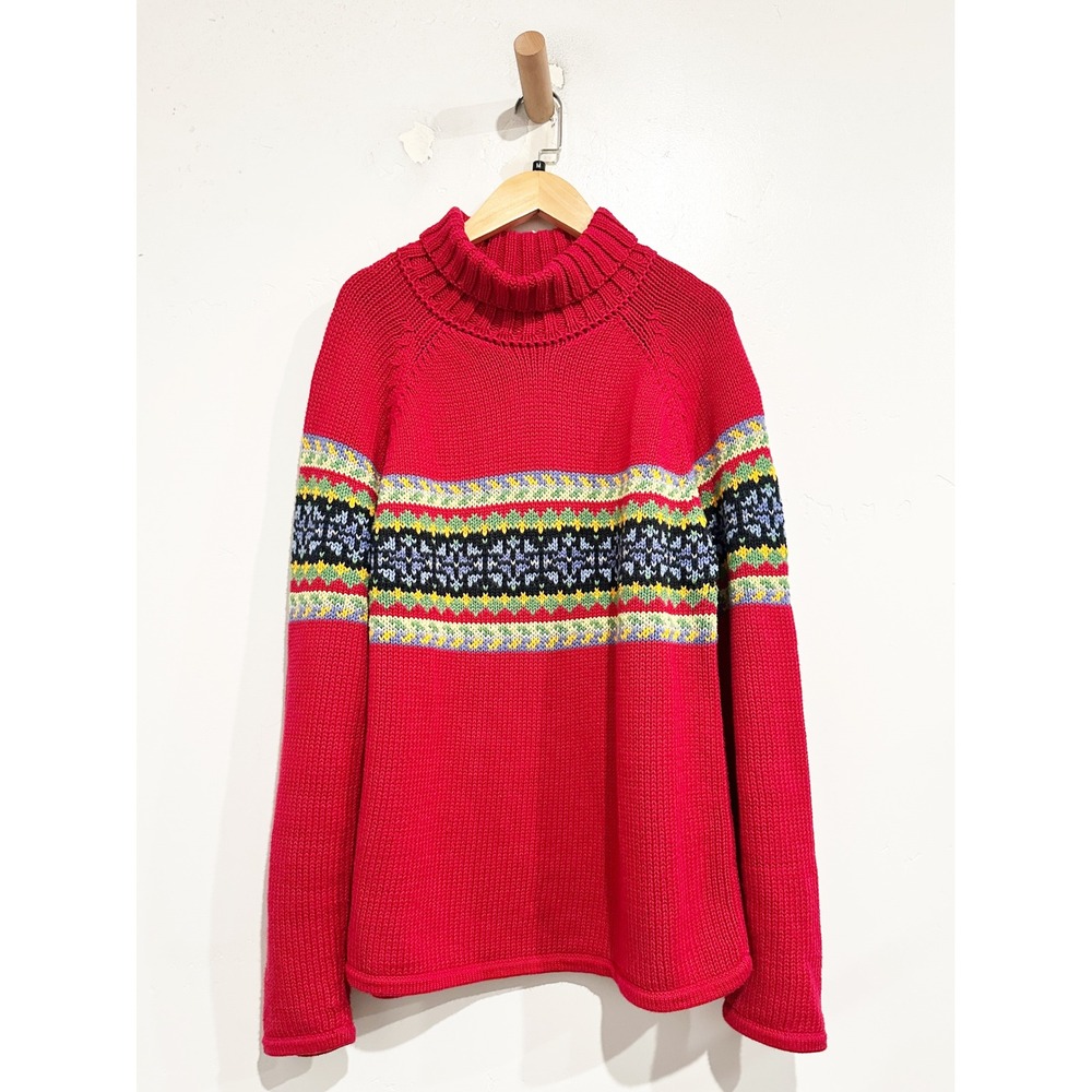 Hanna Andersson Red Patterned Turtleneck Sweater‎ Size Medium